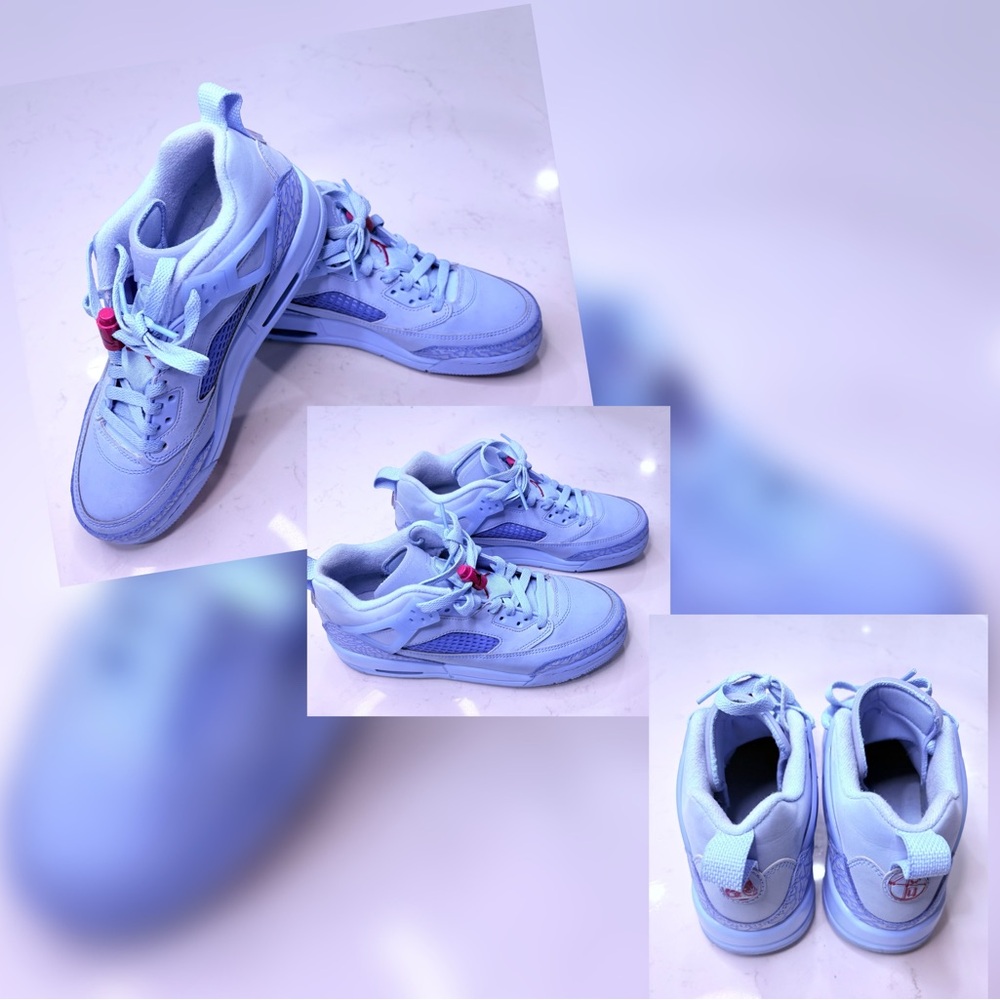 Sky Blue Sneakers with Red Details